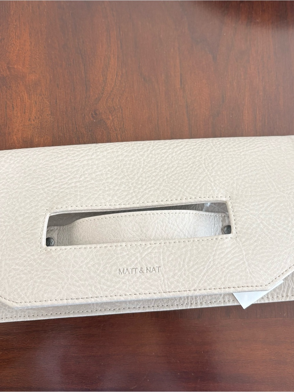 Matt & Nat Light Cream Vegan Leather Wristlet Clutch